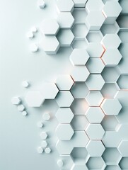 Poster - A textured 3D hexagon pattern with a blend of cool and warm tones, offering an expansive copyspace area at the bottom for customizable messaging.