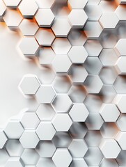 Poster - A textured 3D hexagon pattern with a blend of cool and warm tones, offering an expansive copyspace area at the bottom for customizable messaging.