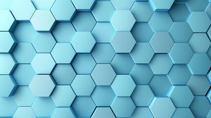 Poster - A 3D background featuring an array of interlocking hexagons in various shades of blue, with a central area left clear for copyspace.