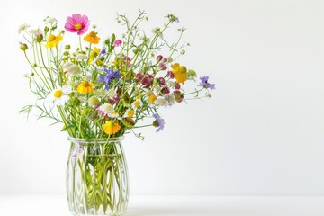 Sticker - A decorative vase filled with various colorful flowers