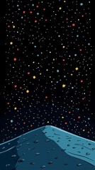 Wall Mural - cartoon-style background of stars in the night sky, with empty space at the bottom for text, blue oc