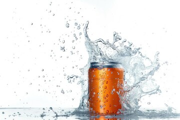 Aufkleber - A can of soda with a small amount of water spilled on the surface, perfect for still life photography or commercial use