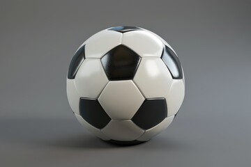 Aufkleber - A close-up of a black and white soccer ball on a gray surface, perfect for use in sports-themed designs or as a minimalist accent