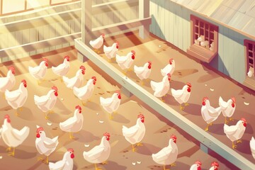 Aufkleber - Group of chickens roaming outside a building