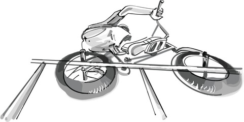 Wall Mural - vector illustration sketch of the BMX biker 