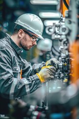 Poster - A person working on a machine in a factory setting