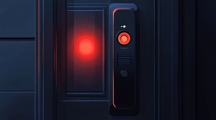 Poster - A modern door lock with a red indicator light, symbolizing security and advanced technology in home protection.