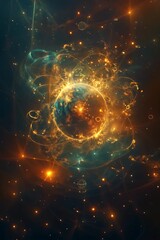 Poster - discover the vibrant energy surrounding earth as it glows amid a cosmic world filled with stellar el