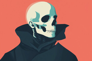 Canvas Print - Ghost portrait, modern simple flat design illustration