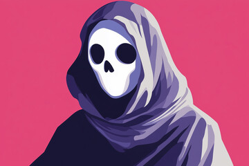 Canvas Print - Ghost portrait, modern simple flat design illustration