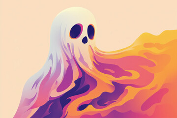 Canvas Print - Ghost portrait, modern simple flat design illustration