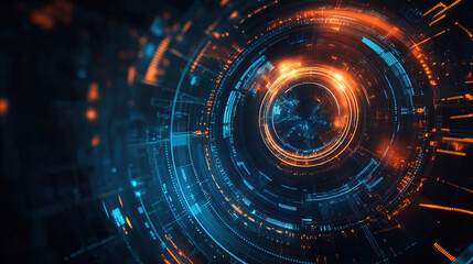 Poster - Abstract futuristic background with digital technology elements and circles. Digital network connection abstract tech. Abstract technology background with futuristic circles and lines. Copy space area