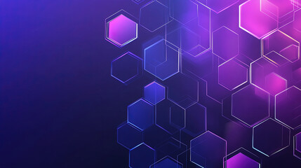 Poster - Abstract purple and blue background with a hexagon pattern for technology. Abstract futuristic geometric tech. Technology, science or business concept. Futuristic geometric pattern. Copy space area