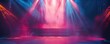 © SERHII - Vibrant stage with colorful spotlights and smoke effects in an empty theater setting. Concepts of performing arts, entertainment, and dramatic atmosphere.