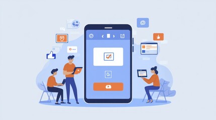 mobile app development team working on user interface and design
