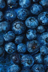 Poster - Fresh blueberries in a cluster, ideal for food and beverage photography or packaging design