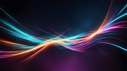 Wall Mural - Contemporary abstract background with neon light trails Dynamic streaks of light illustrating rapid movement and energy, ideal for a modern tech poster or banner