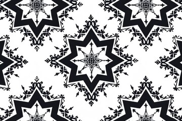 Poster - A close-up shot of intricate black and white snowflakes on a white background