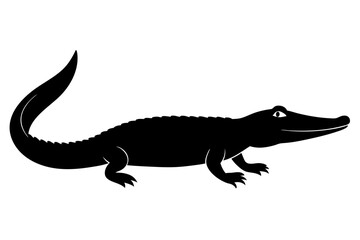 Crocodile  animal silhouette black vector art illustration