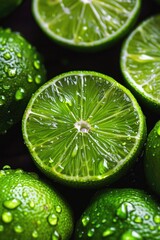 Poster - A cluster of limes with water droplets glistening on their surface