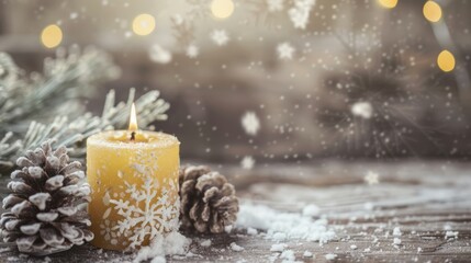 Canvas Print - A Christmas Candle In The Snow