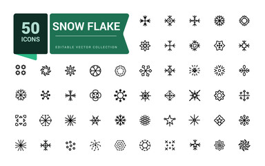 Snow flake icon set. Snowflakes collection isolated. Flat snow icons, silhouette. Pixel perfect, minimalistic web and UI icon. Outline icon collections.