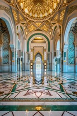 Aufkleber - A grand space with a stunning chandelier and polished marble floor, perfect for events or luxury settings