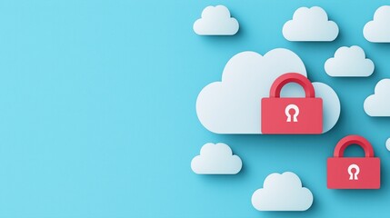 Aufkleber - Cloud platform security, data encryption, flat design illustration