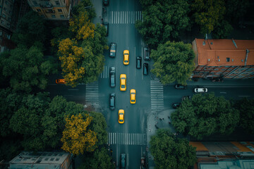 Poster - Aerial view of city traffic