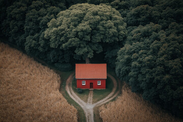 Aerial view of farm