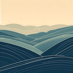 Wall Mural - minimalist landscape featuring rolling hills