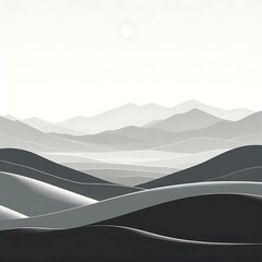 Wall Mural - minimalist landscape featuring rolling hills