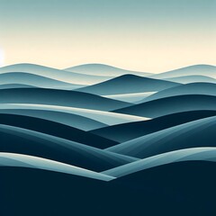 Wall Mural - minimalist landscape featuring rolling hills