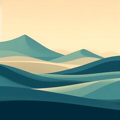 Wall Mural - minimalist landscape featuring rolling hills