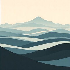 Wall Mural - minimalist landscape featuring rolling hills