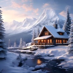 Wall Mural - house in the mountains