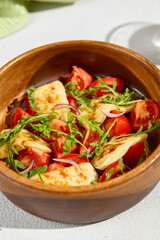 Poster - Grilled Halloumi Cheese Salad with Tomatoes and Arugula Close-Up