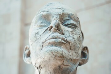 Aufkleber - A detailed view of a sculpted male face, ideal for use in art or design projects