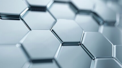 Poster - A 3D background with hexagonal patterns in a metallic finish, creating a modern and industrial look with generous copy space.
