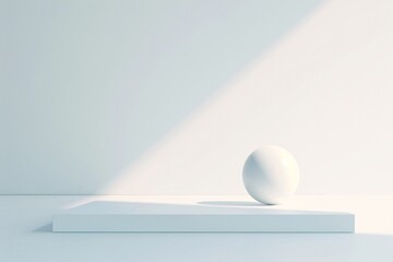 Poster - A serene 3D background with a single, large, softly lit sphere casting a shadow on a plain surface, offering a clean and minimalist copy space.