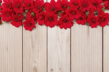 Sticker - Flowers over a wooden background with a copy space