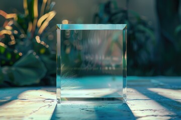 Poster - A clear glass vase sits atop a table surface