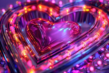 Aufkleber - A beautiful glass heart surrounded by colorful lights, perfect for romantic occasions or decorative purposes