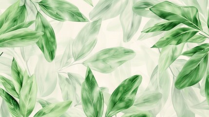 Aufkleber - A simple illustration of green leaves on a clean white background, suitable for use in designs and layouts where a natural or calming atmosphere is desired