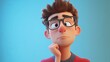 © VirtualVista - Cool young guy pondering ideas in 3D cartoon style