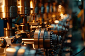 Poster - Industrial machinery in a busy factory setting
