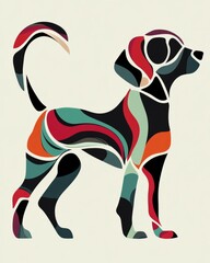 Wall Mural - Abstract colorful dog illustration.