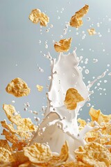 Poster - A bowl of cereal with milk being poured in, perfect for breakfast or snack time