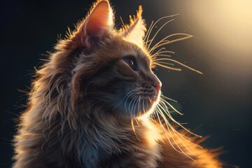 Poster - A close-up of a cat's face with long, flowing hair