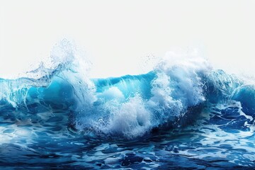 Poster - A large ocean wave breaking in the middle of the sea, suitable for use in travel or adventure scenes